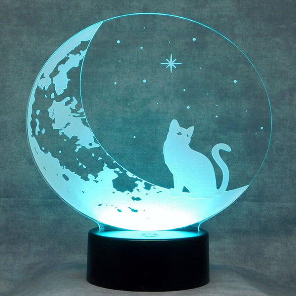 Cat on the Moon 3D Optical Illusion Night Lamp