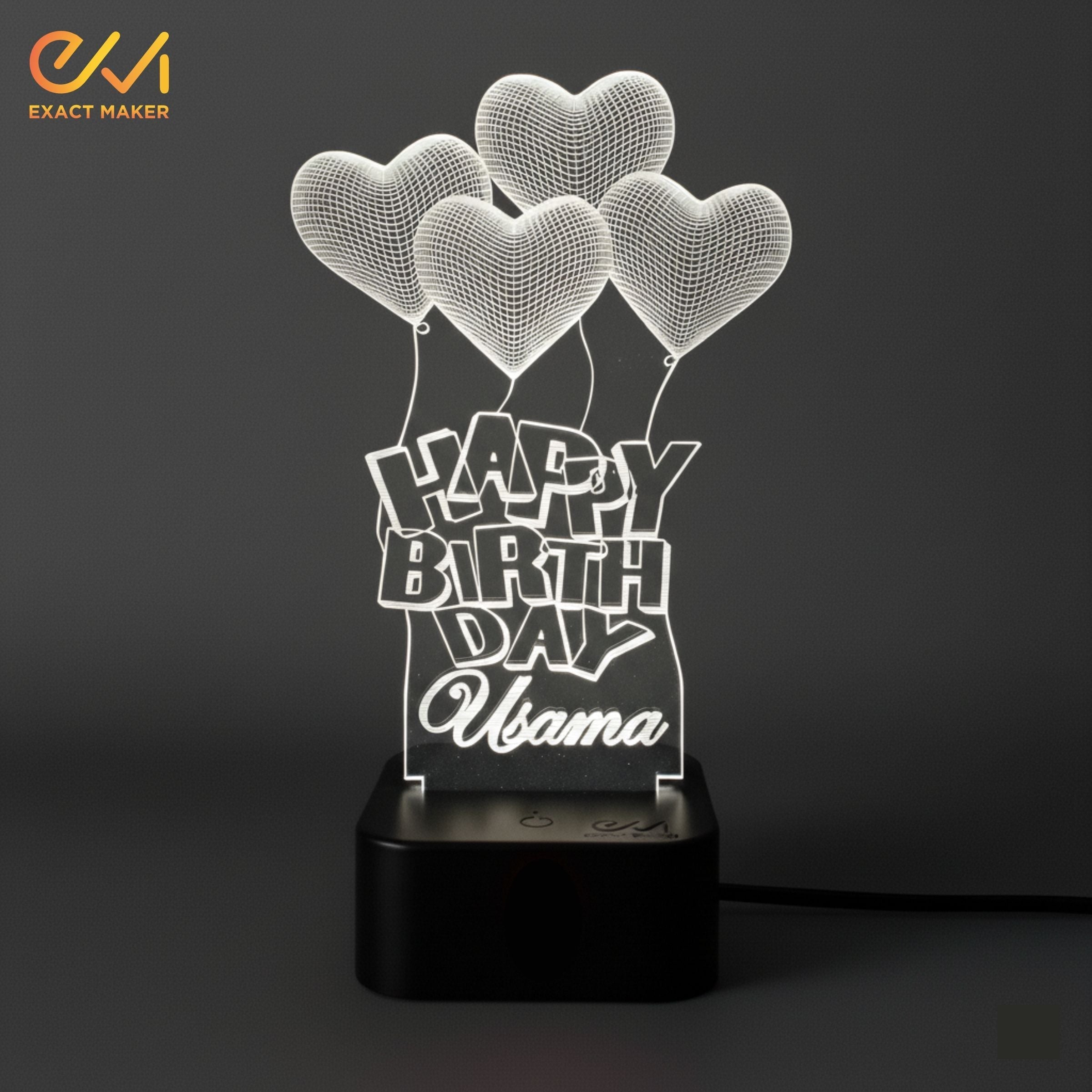 Customize Happy Birthday 3D illusion Lamp, 3D Light Lamp