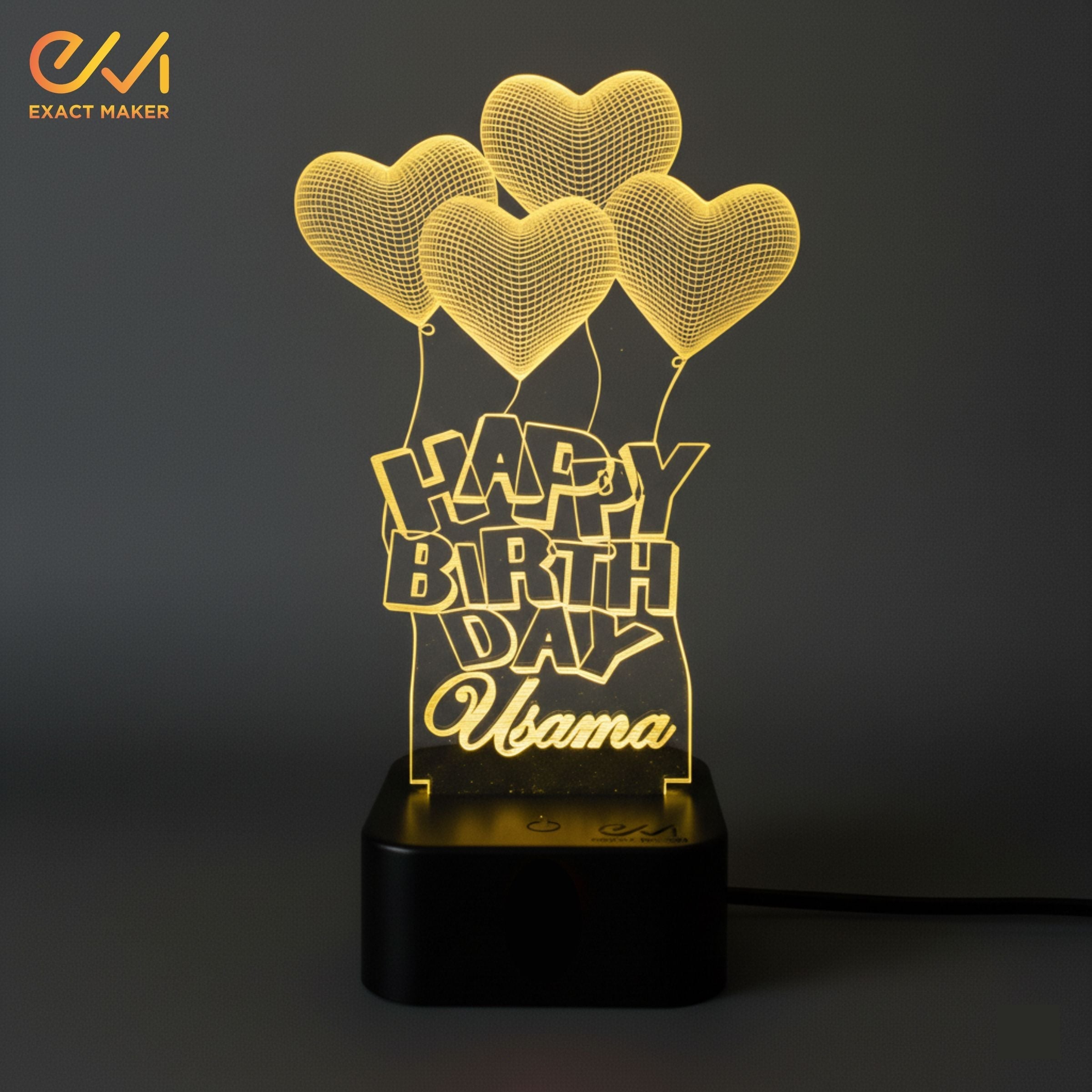 Customize Happy Birthday 3D illusion Lamp, 3D Light Lamp