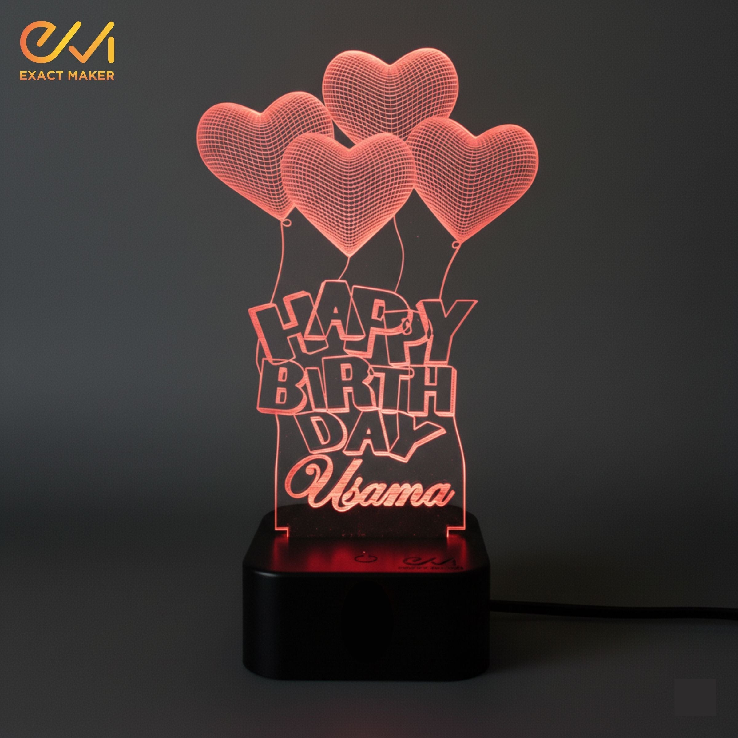 Customize Happy Birthday 3D illusion Lamp, 3D Light Lamp