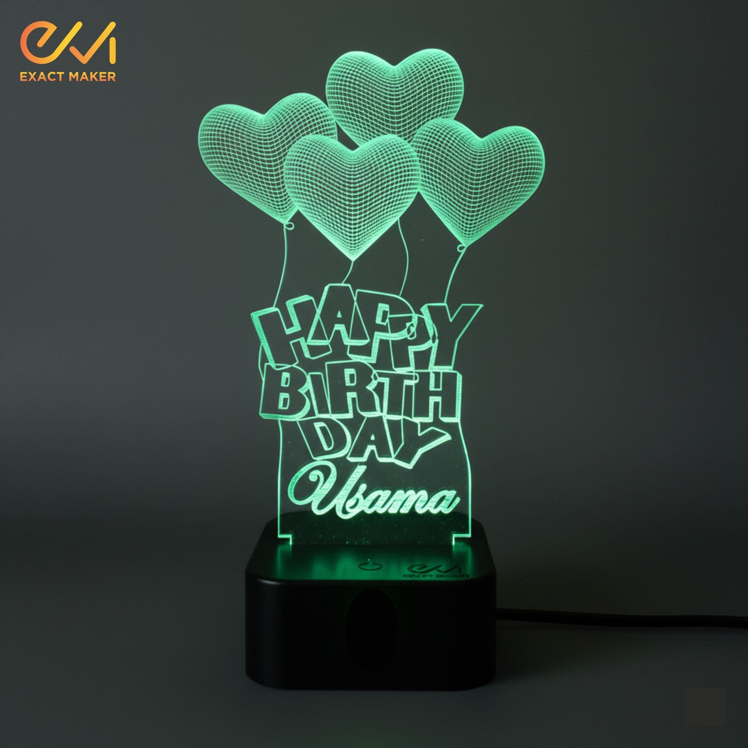 Customize Happy Birthday 3D illusion Lamp, 3D Light Lamp