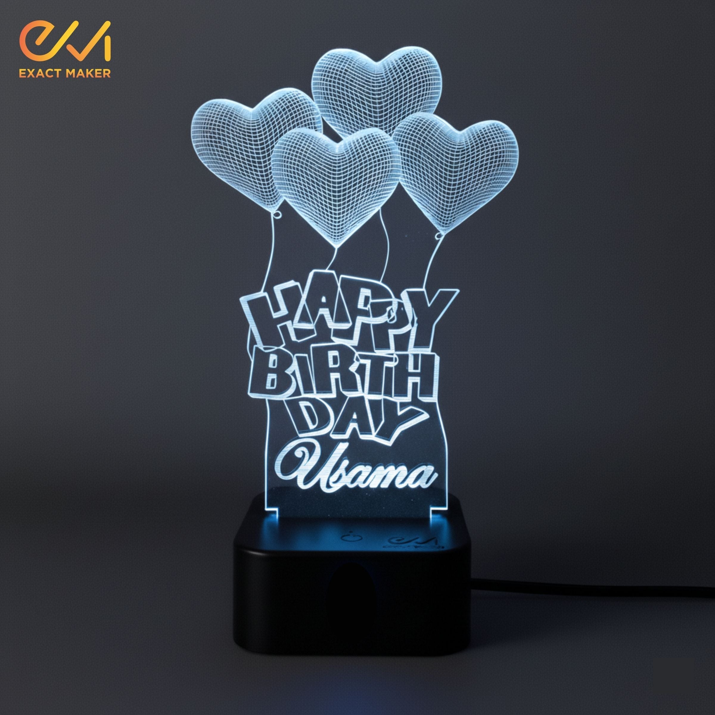 Customize Happy Birthday 3D illusion Lamp, 3D Light Lamp