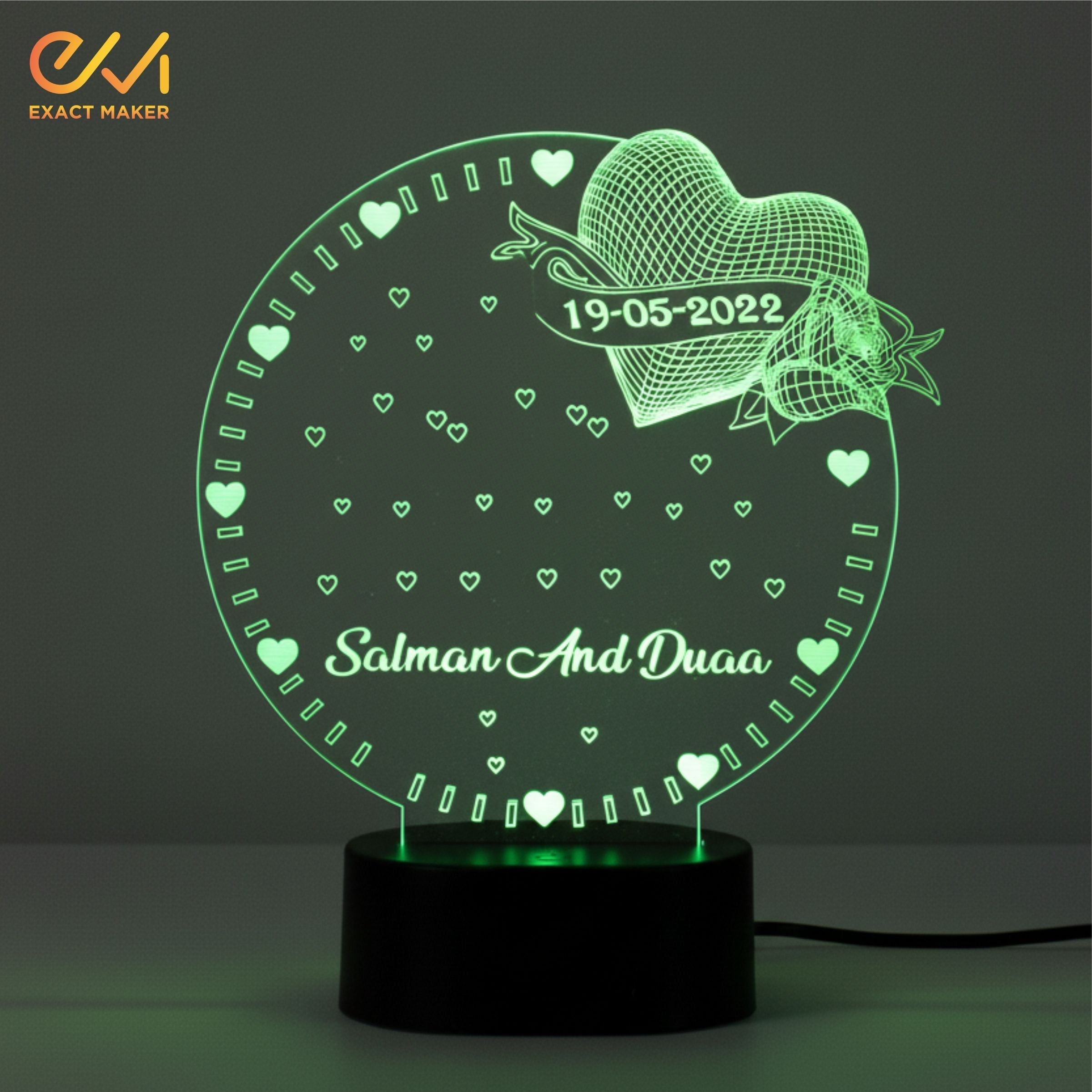 Romantic Round Shape illusion lamp with Heart  With  LED Lamp