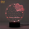 Customize Round Shape 3D Illusion Lamp With Heart