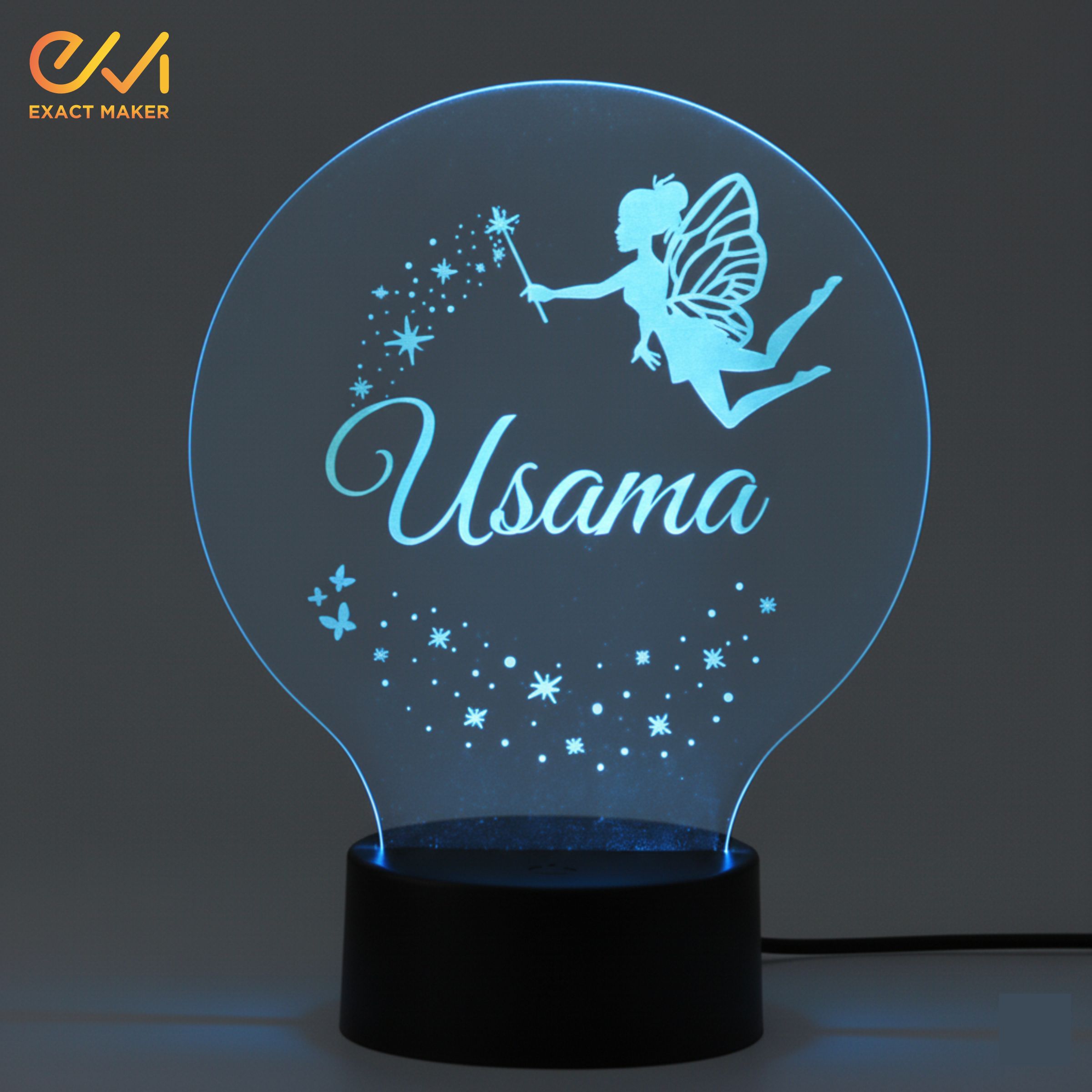 Custom Name With Cute Fairy 3D Illusion Lamp
