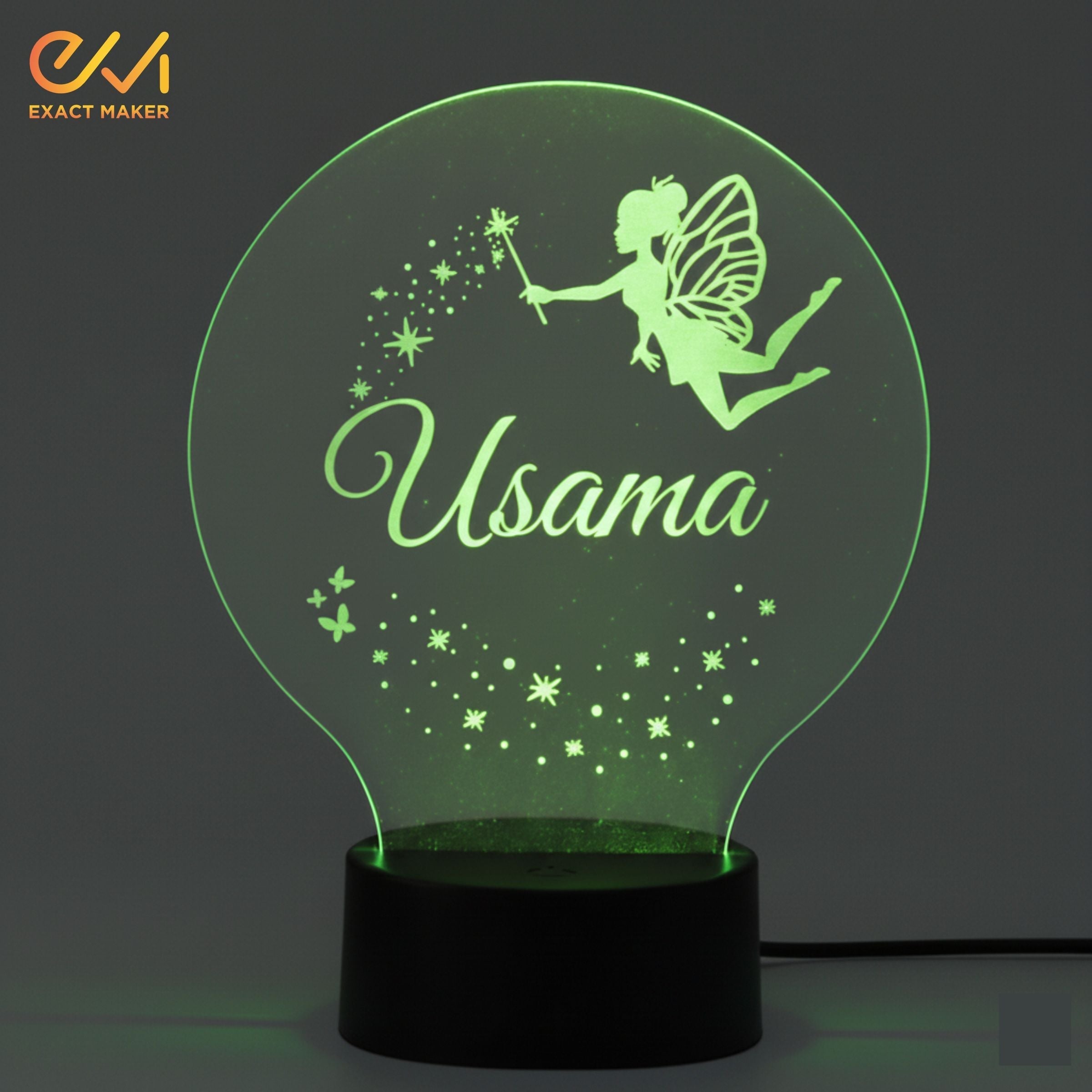 Custom Name With Cute Fairy 3D Illusion Lamp