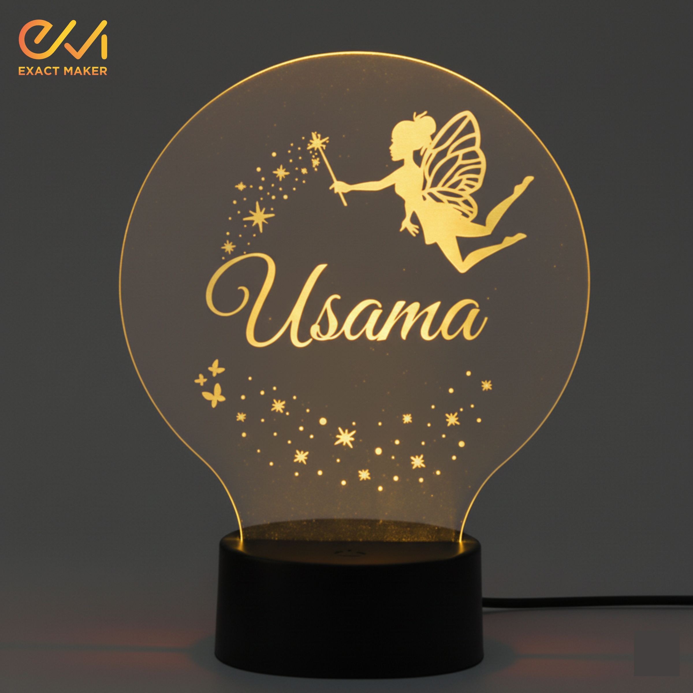 Custom Name With Cute Fairy 3D Illusion Lamp